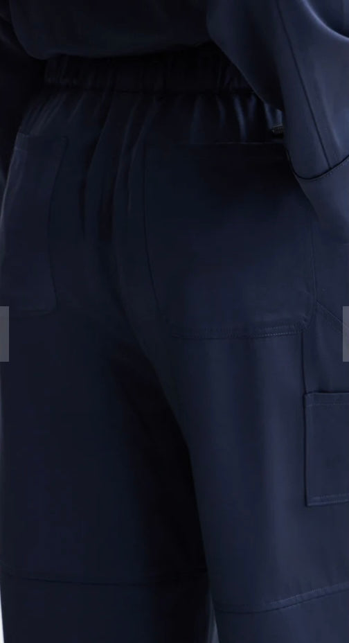 Scotch & Soda Navy Satin Wide Leg Trousers