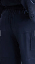 Scotch & Soda Navy Satin Wide Leg Trousers