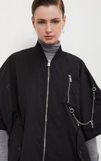 Otto'dame Black Bomber with Silver Hardware & Jewelry