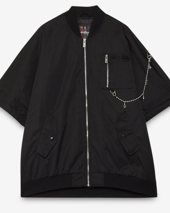 Otto'dame Black Bomber with Silver Hardware & Jewelry