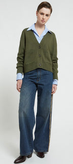 Otto'dame Green Wool Blend V-Neck Cardigan