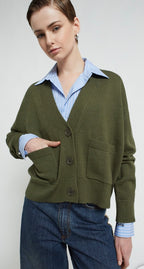 Otto'dame Green Wool Blend V-Neck Cardigan