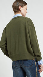 Otto'dame Green Wool Blend V-Neck Cardigan