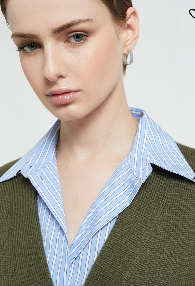 Otto'dame Green Wool Blend V-Neck Cardigan