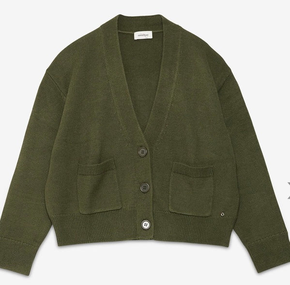 Otto'dame Green Wool Blend V-Neck Cardigan