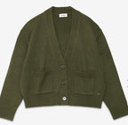 Otto'dame Green Wool Blend V-Neck Cardigan