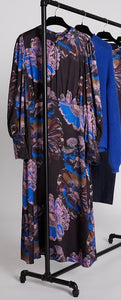 RDF Black Midi Dress with Blue & Lilac Floral Print