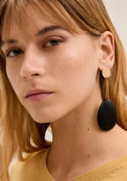 Nali Black wood Teardrop Pendant Earrings