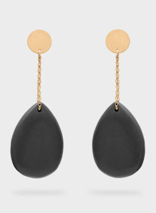 Nali Black wood Teardrop Pendant Earrings