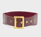 Nali Burgandy Elasticated Belt with Gold Hardware