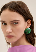 Nali Green Large Stud Clip-On Earrings