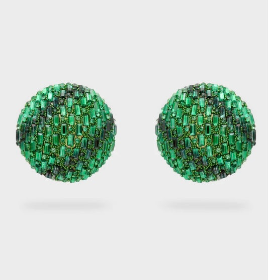 Nali Green Large Stud Clip-On Earrings