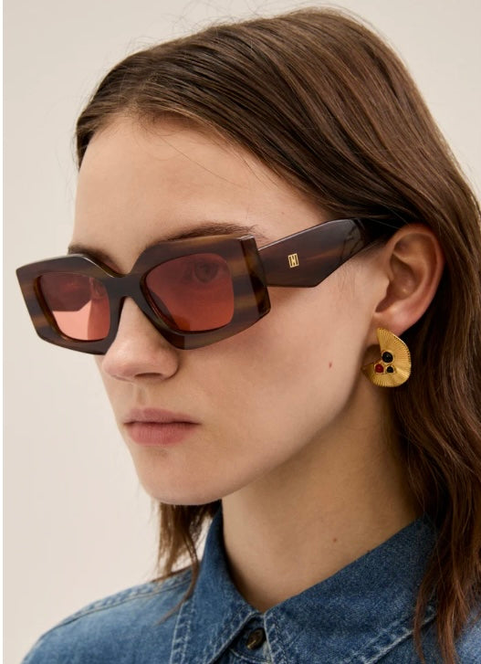 Nali Caramel Geometric Sunglasses