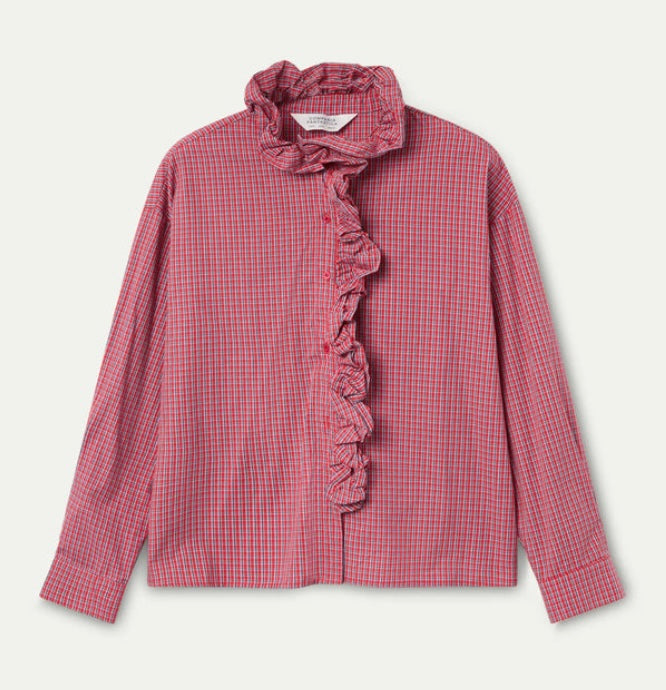 Compania Red Gingham Cotton Blouse