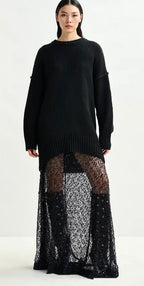 Essentiel Antwerp Black  Sequin and beaded Maxi Skirt.