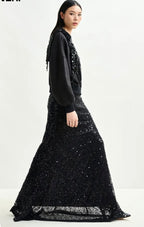 Essentiel Antwerp Black  Sequin and beaded Maxi Skirt.