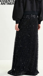 Essentiel Antwerp Black  Sequin and beaded Maxi Skirt.