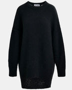 Essentiel Antwerp Black knit mini dress with ruffle detail