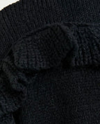 Essentiel Antwerp Black knit mini dress with ruffle detail