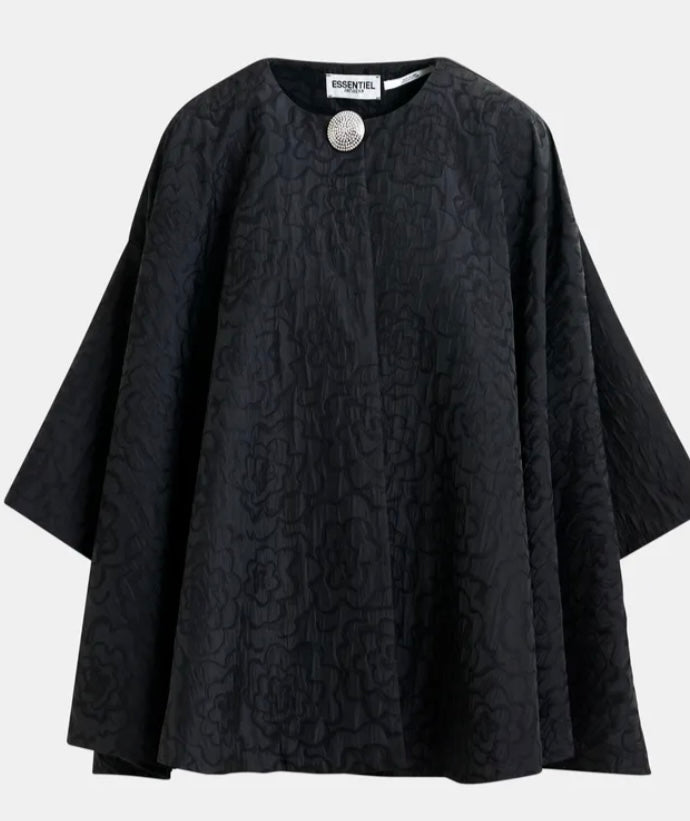 Essentiel Antwerp Black jacquard Cape jacket