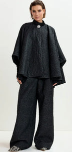 Essentiel Antwerp Black jacquard Cape jacket