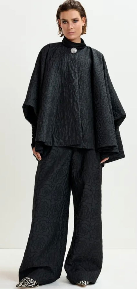 Essentiel Antwerp Black jacquard Cape jacket