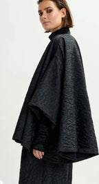 Essentiel Antwerp Black jacquard Cape jacket