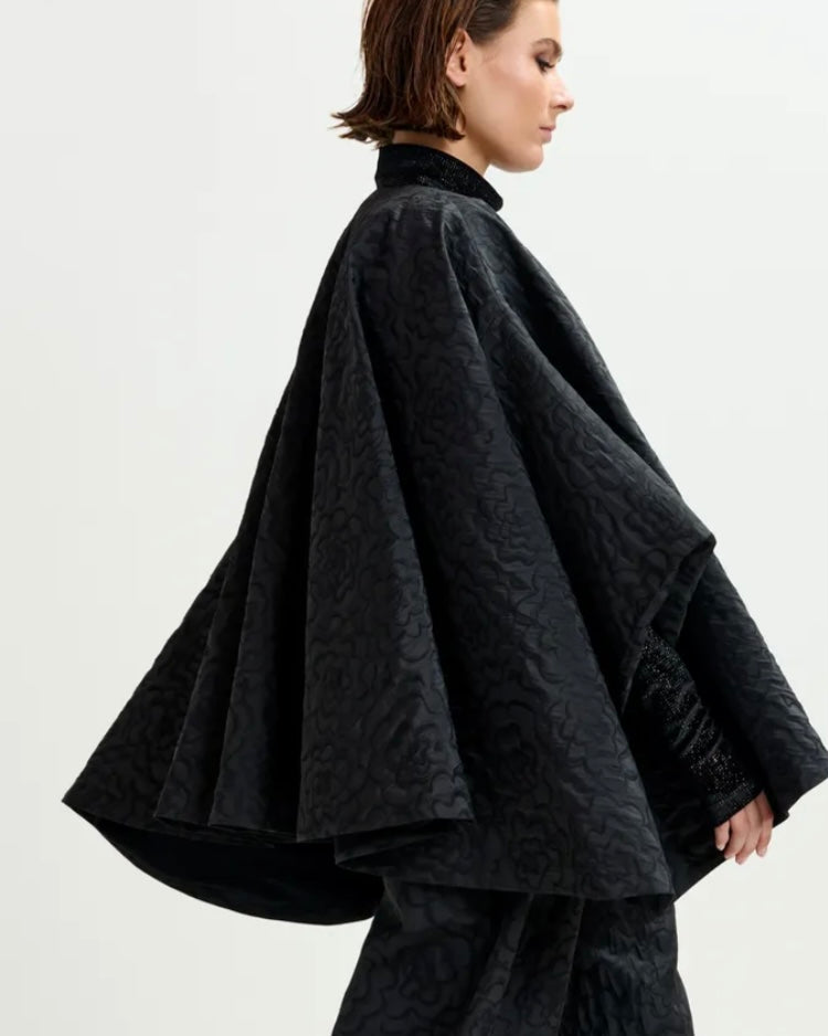 Essentiel Antwerp Black jacquard Cape jacket