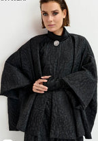 Essentiel Antwerp Black jacquard Cape jacket