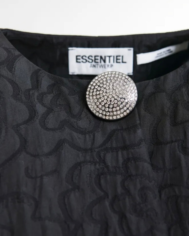 Essentiel Antwerp Black jacquard Cape jacket