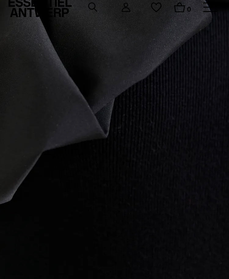 Essentiel Antwerp Black sheer yoke midi dress with sculptural ruffles