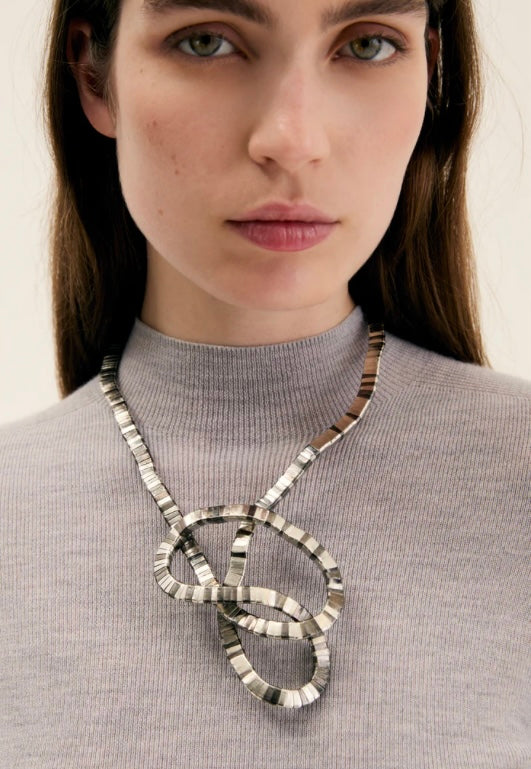 Nali Silver/ Black Mesh Statement Necklace