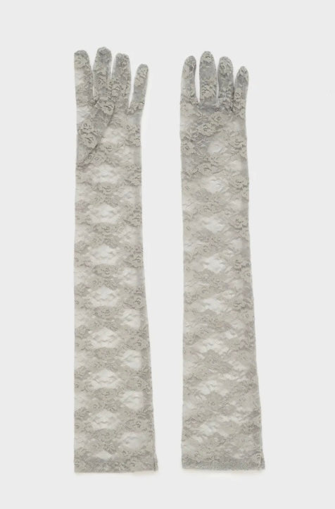 Nali Grey / Silver Long Lace Gloves