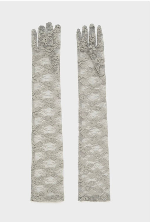 Nali Grey / Silver Long Lace Gloves