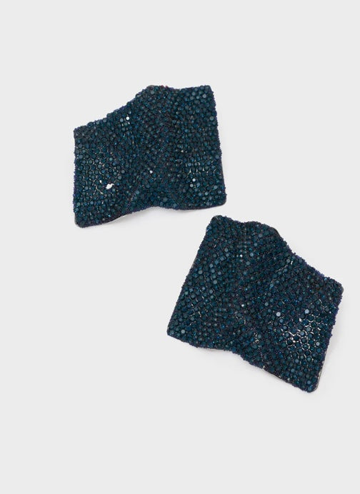 Nali Petrol Blue Architectural Wave Earrings