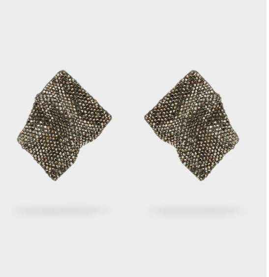 Nali Petrol Blue Architectural Wave Earrings