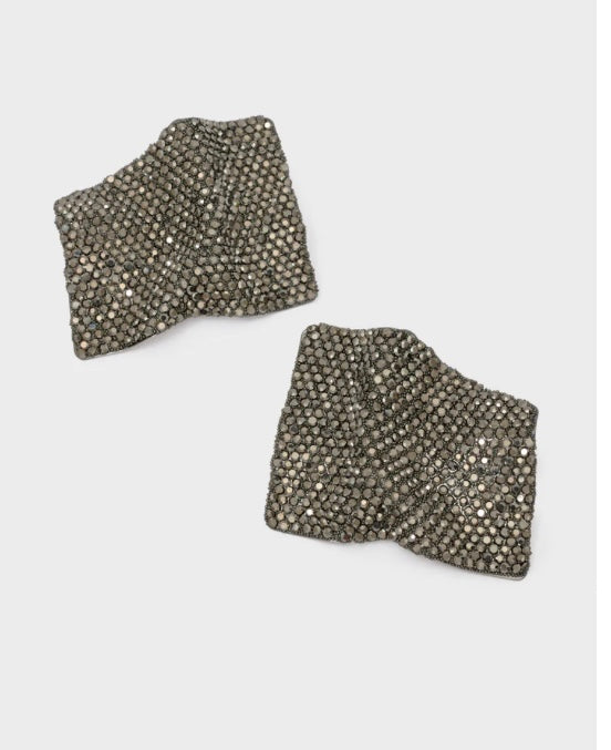 Nali Petrol Blue Architectural Wave Earrings