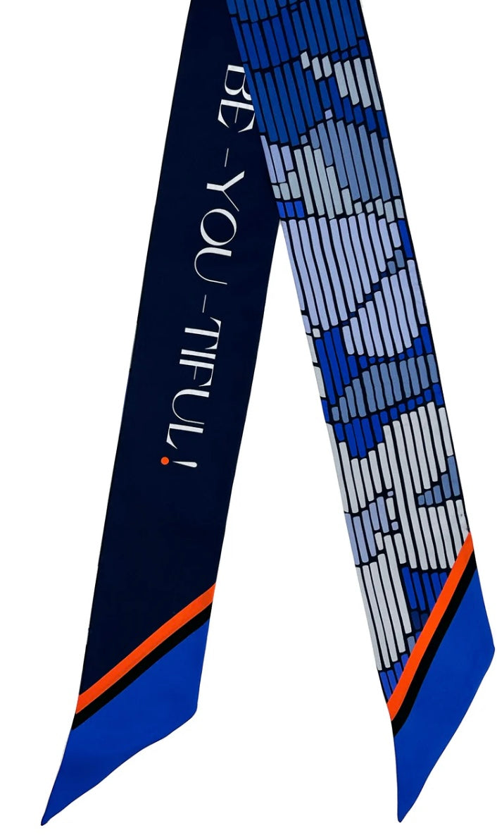 TIDINGS BeYouTiful Navy / Blue Twilly Silk Scarf