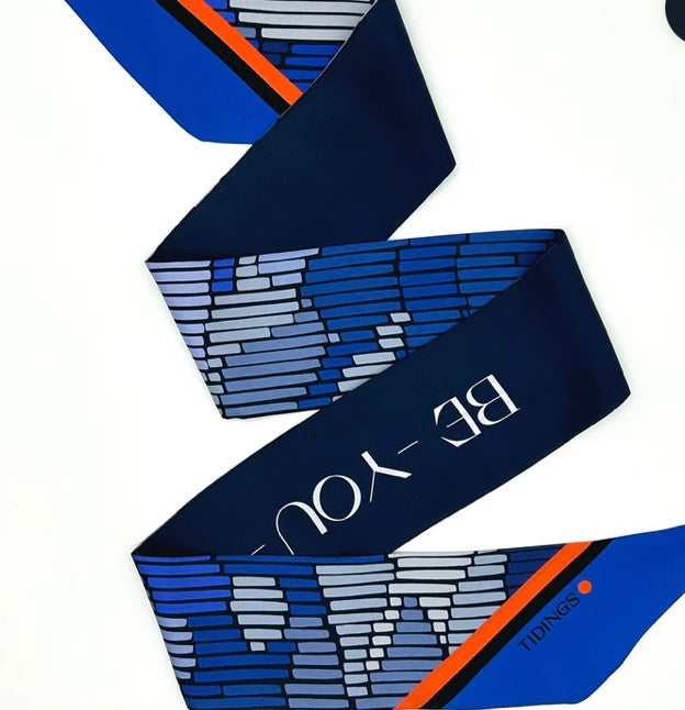 TIDINGS BeYouTiful Navy / Blue Twilly Silk Scarf