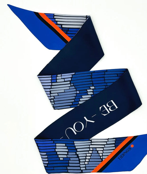 TIDINGS BeYouTiful Navy / Blue Twilly Silk Scarf
