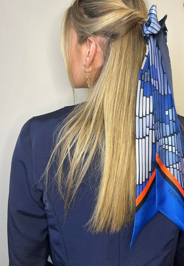 TIDINGS BeYouTiful Navy / Blue Twilly Silk Scarf