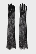 NALI Black Long Lace Evening Gloves
