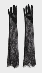NALI Black Long Lace Evening Gloves