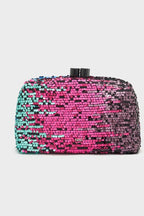 NALI Fushia Pink & Blue Large Sequin Clutch Bag