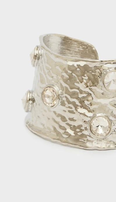 NALI Silver / Hammered Silver Bracelet with Crystal Gems