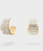 NALI Silver Crystal & Gold Large Hoop Earrings