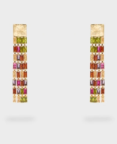 NALI Multicolored Crystal Droplet Chain Earrings