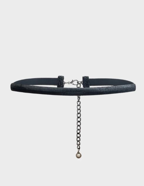 NALI Black Crystal Thin Chain Belt
