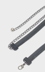 NALI Black Crystal Thin Chain Belt