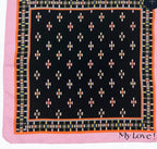 TIDINGS Black & Pink "My Love" pocket square Silk Scarf